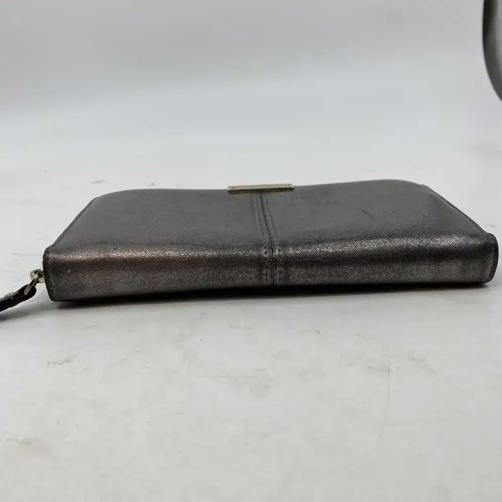kate spade Silver Leather Zip-Around Wallet | OS